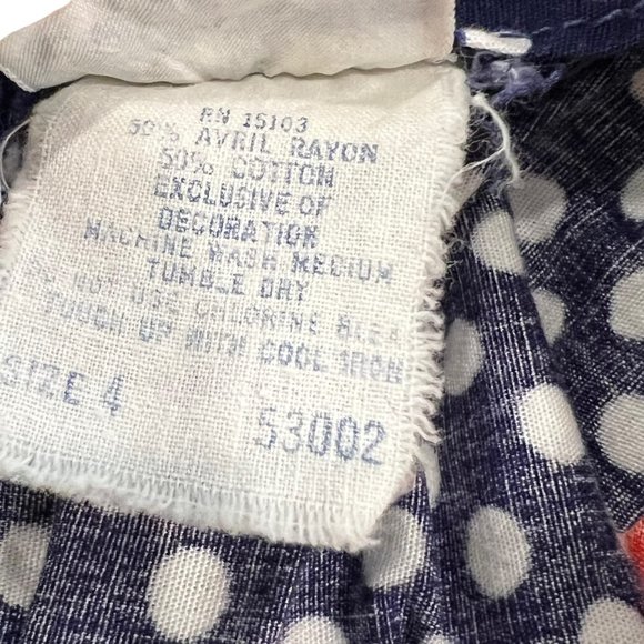 Cinderella Stop the Press Vintage Orange/Blue Polka Dot 70s 4T Dress - Picture 4 of 7